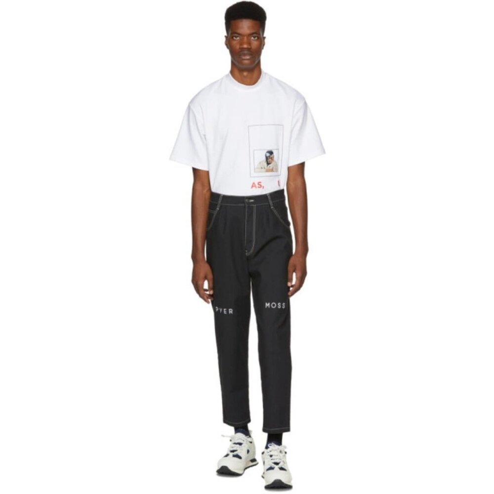 Pyer Moss Black Pleated Logo Jeans Mens XS